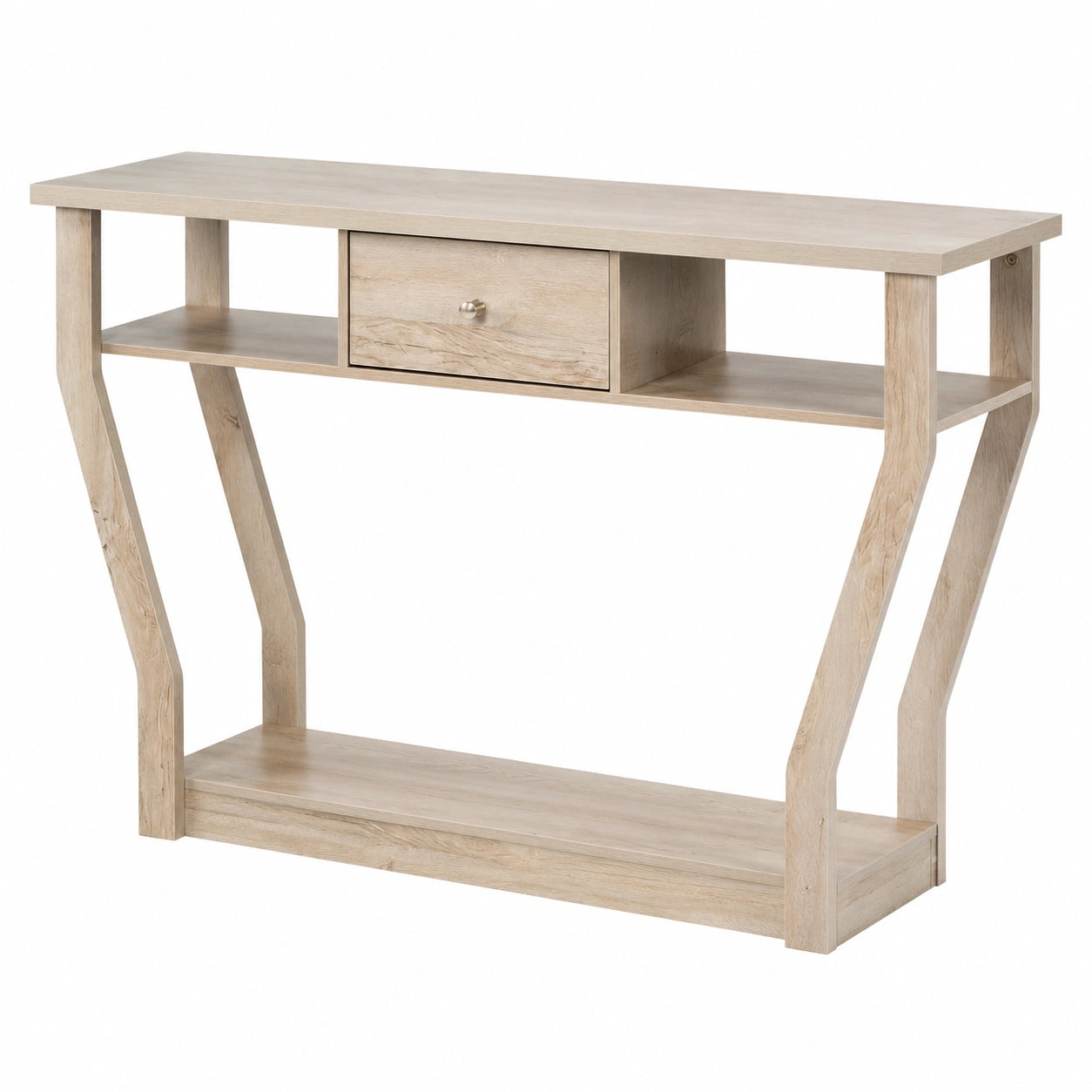Table, avec rangement, avec tiroirs, coloris gris, 120 x 30 x 81,3 cm, pour les espaces de vie
