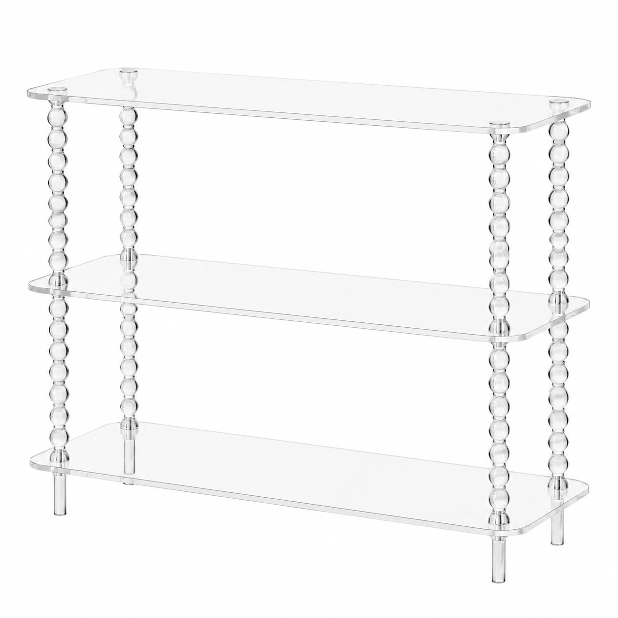 Table, avec rangement, coloris transparent, pour les espaces de vie