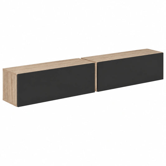 Étagère, avec portes, coloris noir, pour les espaces de vie