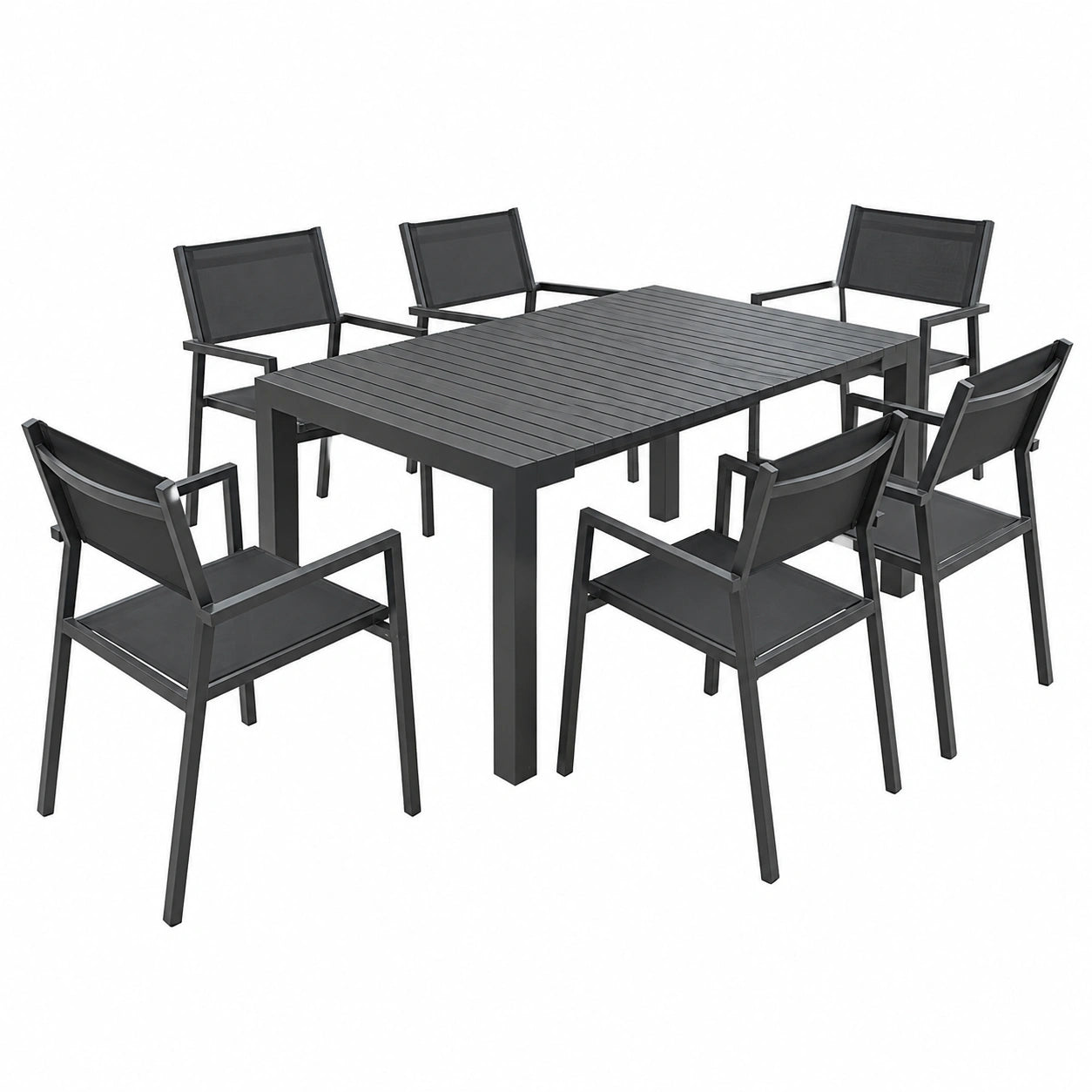 Chaise, 6 places, en aluminium, coloris gris, pour la salle à manger ou la cuisine