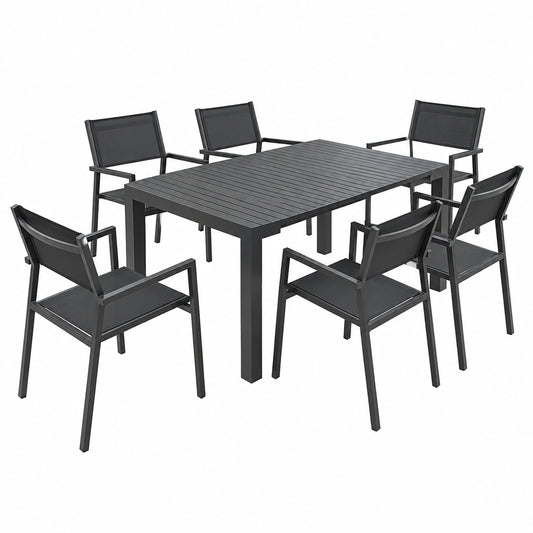 Chaise, 6 places, en aluminium, coloris gris, pour la salle à manger ou la cuisine