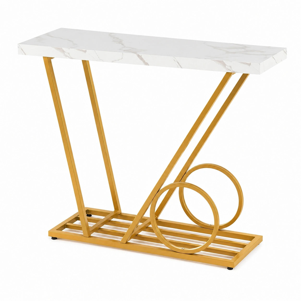 Table, coloris doré, 100 x 29,5 x 81 cm, pour les espaces de vie