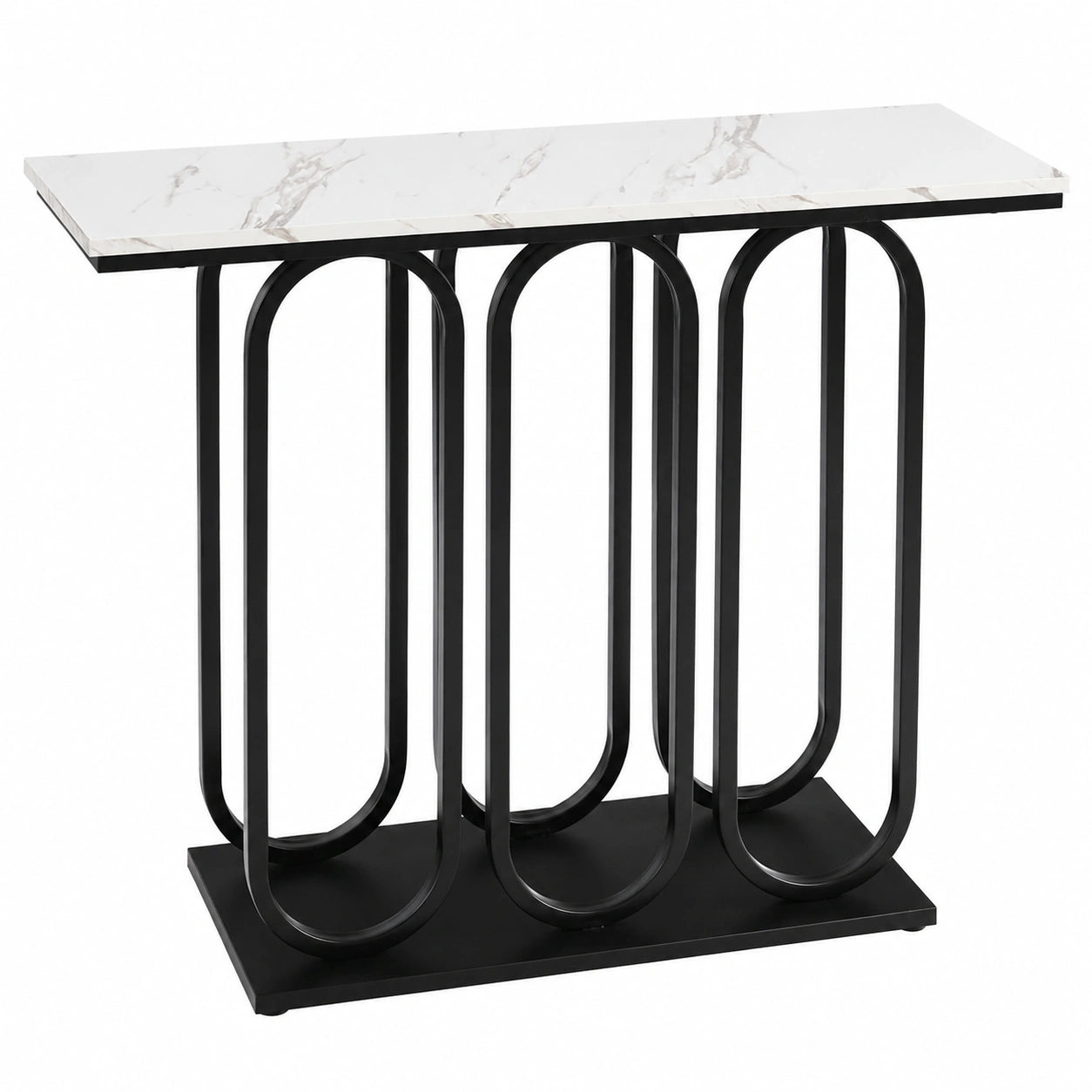 Table, en métal, coloris noir et blanc, 100 x 30 x 80 cm, pour les espaces de vie