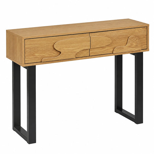 Table console, avec rangement, avec étagères, coloris marron, pour l’entrée ou le salon