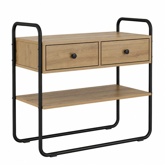 Table, en chêne, avec rangement, 80 x 40 x 75 cm, pour les espaces de vie