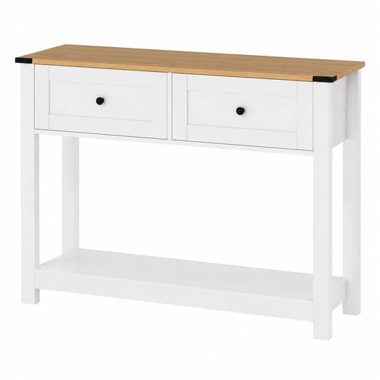 Table, avec rangement, avec tiroirs, avec étagères, coloris blanc, 106 x 30 x 81,5 cm, pour les espaces de vie