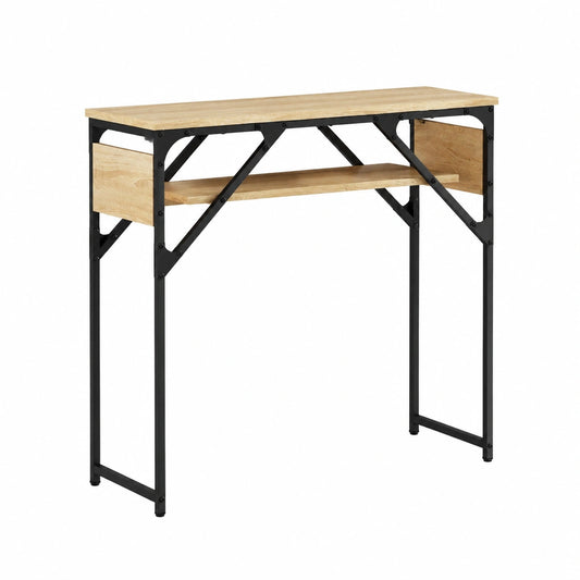 Table, avec rangement, avec étagères, en chêne et métal, 75 x 30 x 75 cm, pour les espaces de vie