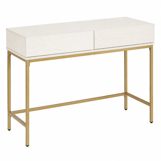 Meuble d’appoint, avec tiroirs, coloris blanc et doré, 80 x 110 x 40 cm, pour le salon ou la chambre
