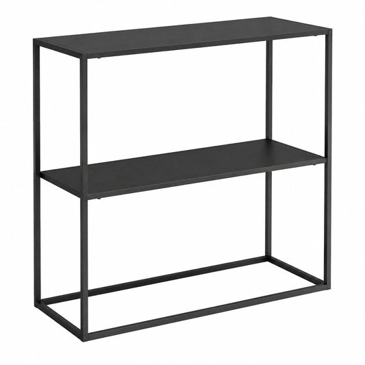 Bureau, en acier, avec rangement, avec étagères, coloris noir, 80 x 80 x 26 cm, pour l’espace de travail